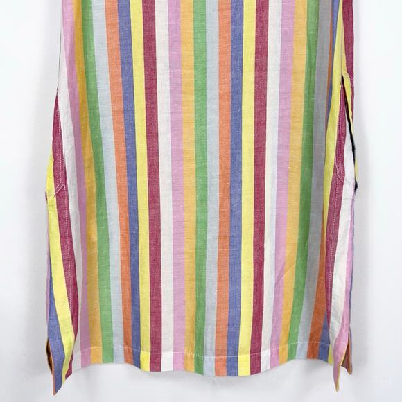 J Crew Women's Rainbow Pinstripe Linen Blend Dress Medium Petite - Picture 10 of 16